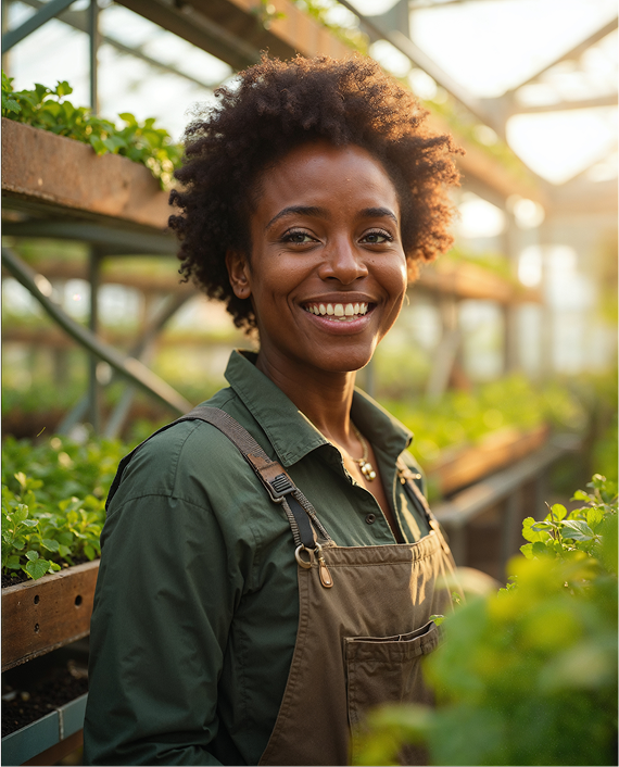 Farmer in greenhouse