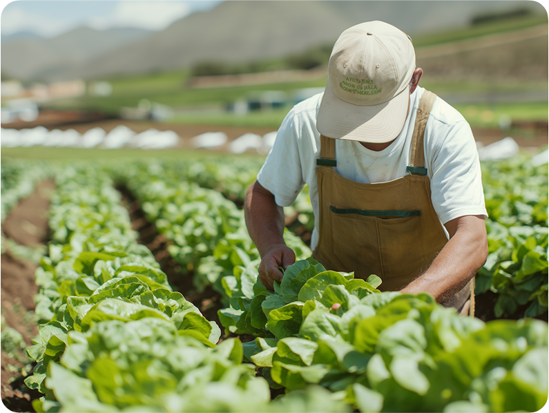 Person in field harvesting