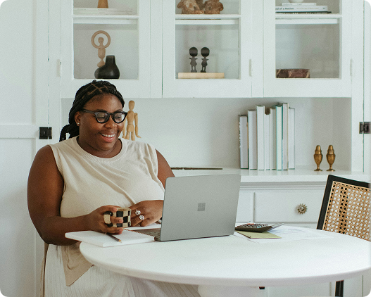 Woman working on laptop